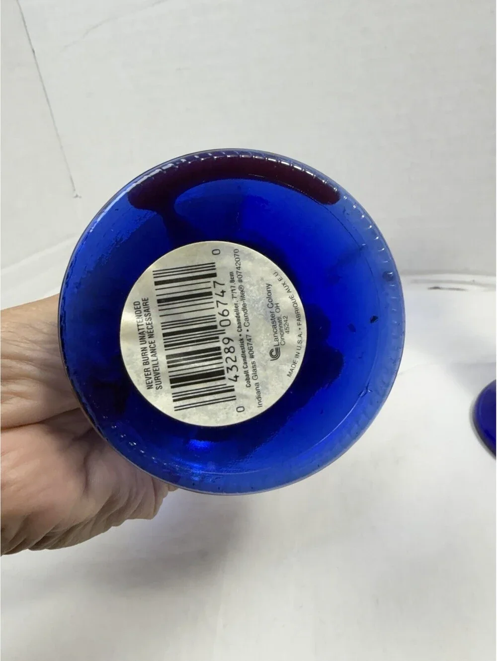 Vintage Imperial Glass Cobalt Blue Taper Candlestick Holders Mid Century Pair
